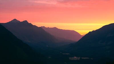 Hazy Mountain Sunset